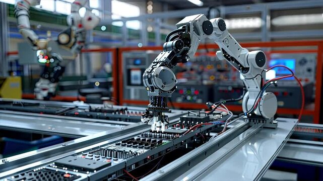 Robotic Arm Automation in Electronics Assembly Precision Engineering for Modern Factory Manufacturing and Industrial Innovation