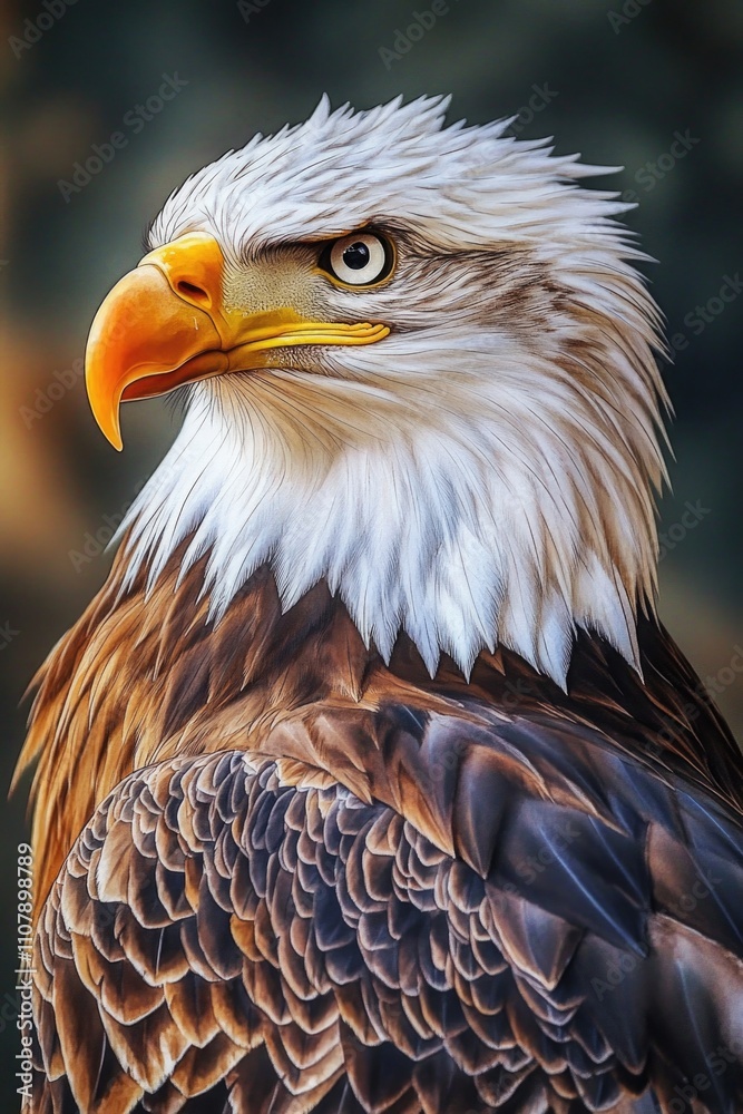 Poster a close-up view of a bird of prey's head and beak