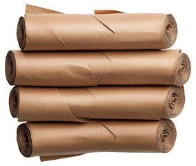 PNG Five brown paper rolls stacked together