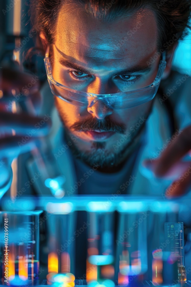 Aufkleber a person in glasses is working in a laboratory setting