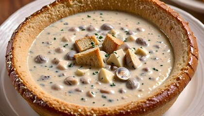 Cheesy Garlic Dip in a Sourdough Bread Bowl with Chips and Veggies