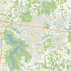 Obraz premium Map of Blue Springs in Missouri in a normal road map style. Contains layered vector with roads water, parks, etc.