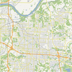 Obraz premium Map of Independence in Missouri in a normal road map style. Contains layered vector with roads water, parks, etc.