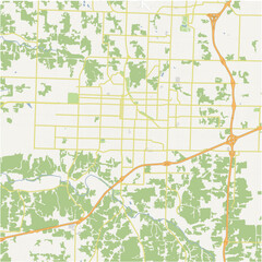 Fototapeta premium Map of Joplin in Missouri in a normal road map style. Contains layered vector with roads water, parks, etc.