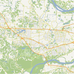 Naklejka premium Map of O in Missouri in a normal road map style. Contains layered vector with roads water, parks, etc.
