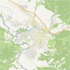 Obraz premium Map of Missoula in Montana in a normal road map style. Contains layered vector with roads water, parks, etc.