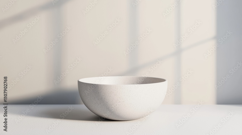 Poster Empty modern bowl displaying soft lighting on white background