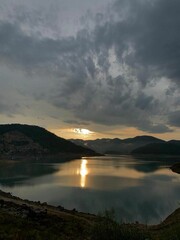 view of the lake and sunset
