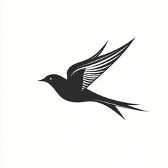 Fototapeta premium Stylized black bird in flight, isolated on white. (1)