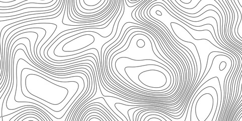 Seamless abstract black and white cartography realistic vector typography illustration relief contour map background, geographic mountain relief abstract background with wavy lines terrain map. © Abu Bokkor Siddique