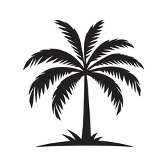 Fototapeta premium Palm tree silhouette vector flat icon illustration. Isolated palm tree.