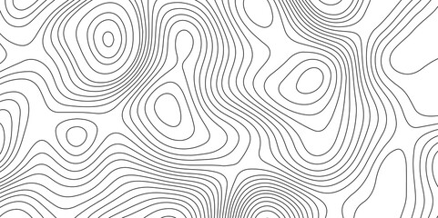 Seamless abstract black and white cartography realistic vector typography illustration relief contour map background, geographic mountain relief abstract background with wavy lines terrain map.