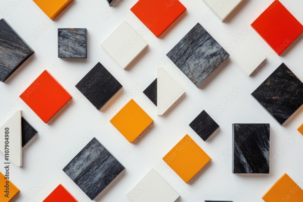 Poster a collection of colorful squares arranged on a white background