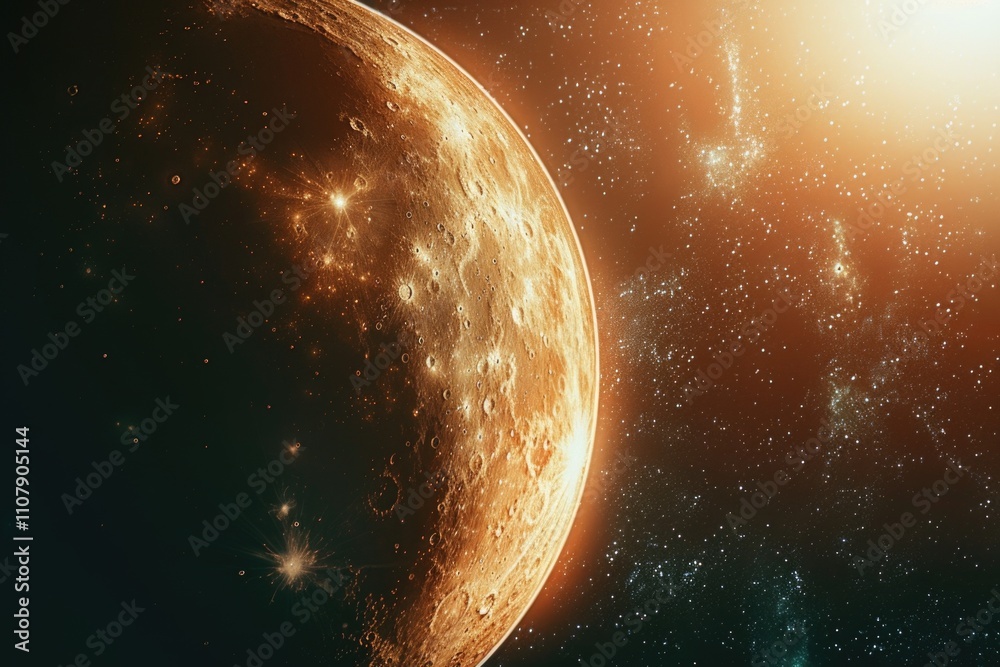 Poster A view of the moon from space with stars in the background, suitable for astronomy or science projects