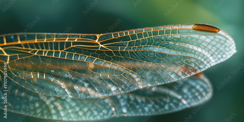Aufkleber Close-up view of a dragonfly's delicate wing with intricate patterns and veins