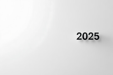 Fototapeta premium A pure minimalist design with a white background, soft gray shadows, and '2025' in thin black font. Perfect for professional and clean projects