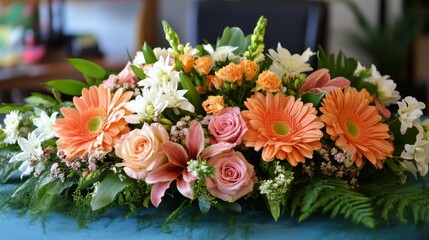 Obraz premium Floral Arrangement with Orange and Pink Blooms