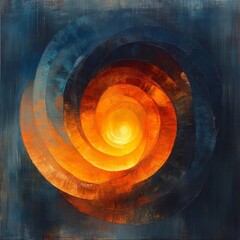 Abstract Spiral Design with Intertwined Blue and Orange Colors for Modern Art and Creative Backgrounds