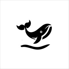 Whale Silhouette Vector Logo for Marine and Oceanic Design