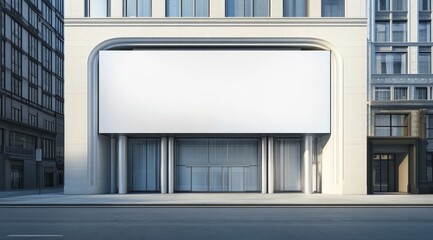 blank, white, bilboard on the side wall facade of an office building