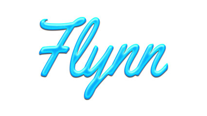 Obraz premium Glowing blue effect of name Flynn on white background. 