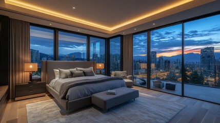 Luxurious Cityscape Bedroom View