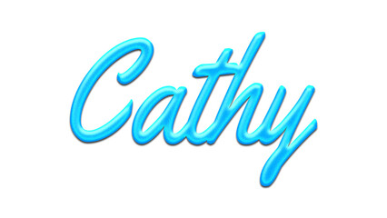 Fototapeta premium Glowing blue effect of name Cathy on white background. 