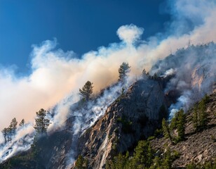 An overhead view of a forest fire. Generated with AI