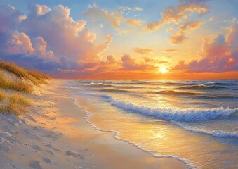 Fototapeta premium Early Morning Serenity in a Desert Landscape with Soft Light and Tranquil Atmosphere for Peaceful Nature Imagery