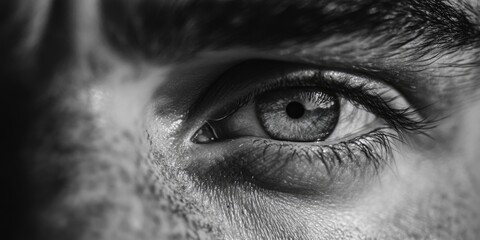 Naklejka premium A close-up shot of a person's eye with eyelashes and pupil visible, suitable for use in portraits or medical illustrations