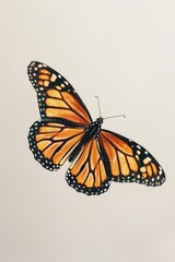 Obraz premium A close-up of a monarch butterfly sitting on a white surface