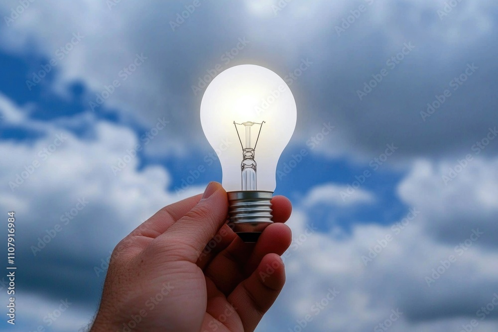 Poster a person holds a light bulb in their hand, providing a source of light