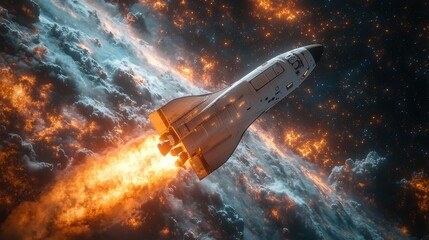 Fototapeta premium rocket and outer space 3d rendering