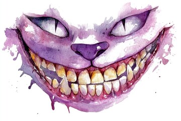 A colorful illustration of a happy cat's face with whiskers and ears, suitable for children's book or educational materials