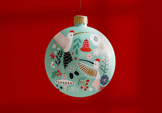 Christmas Ball Ornament Mockup with Generative AI