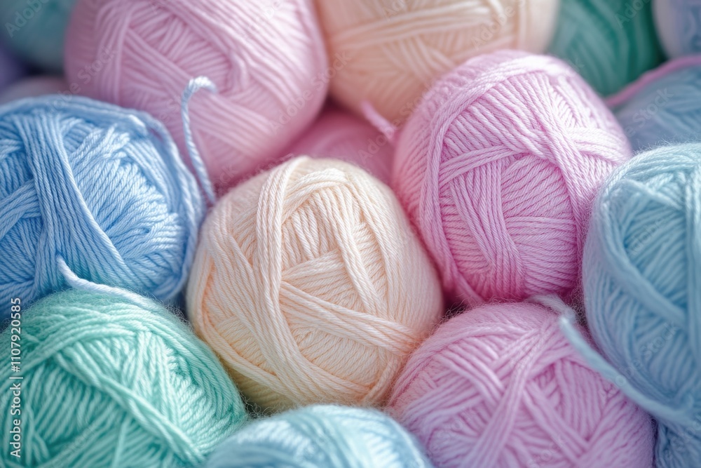 Poster a bundle of colorful yarn balls piled high, perfect for crafting and diy projects