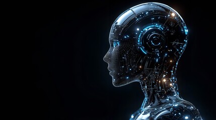 Obraz premium Abstract Head of the Humanoid Robot Android in Futuristic Look