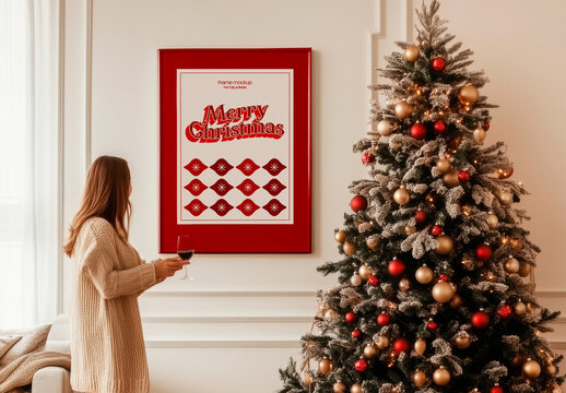 Christmas Poster Mockup with Generative AI