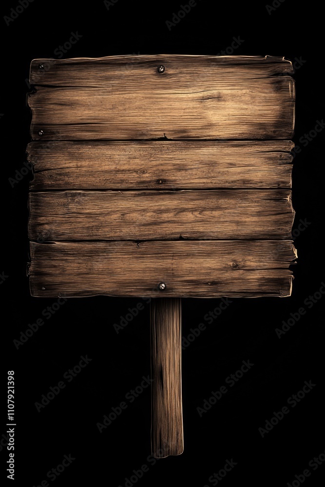 Aufkleber A wooden sign with a black background, perfect for use in various settings where a simple and modern design is needed