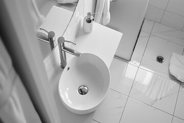 Fototapeta premium A modern bathroom featuring a sink and shower
