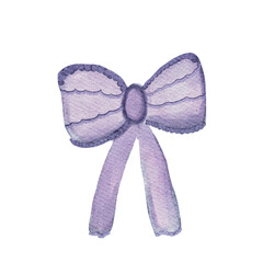 Elegant PNG watercolor pastel purple ribbon in Rococo style with croquet design, perfect for vintage, whimsical, and decorative projects, invitations, scrapbooking, and digital art.