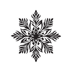  vector of black silhouette of snowflake