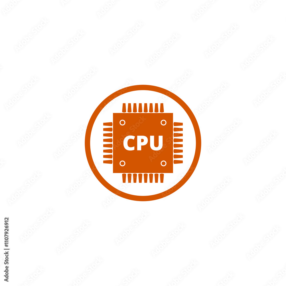 Poster cpu processor icon isolated on transparent background