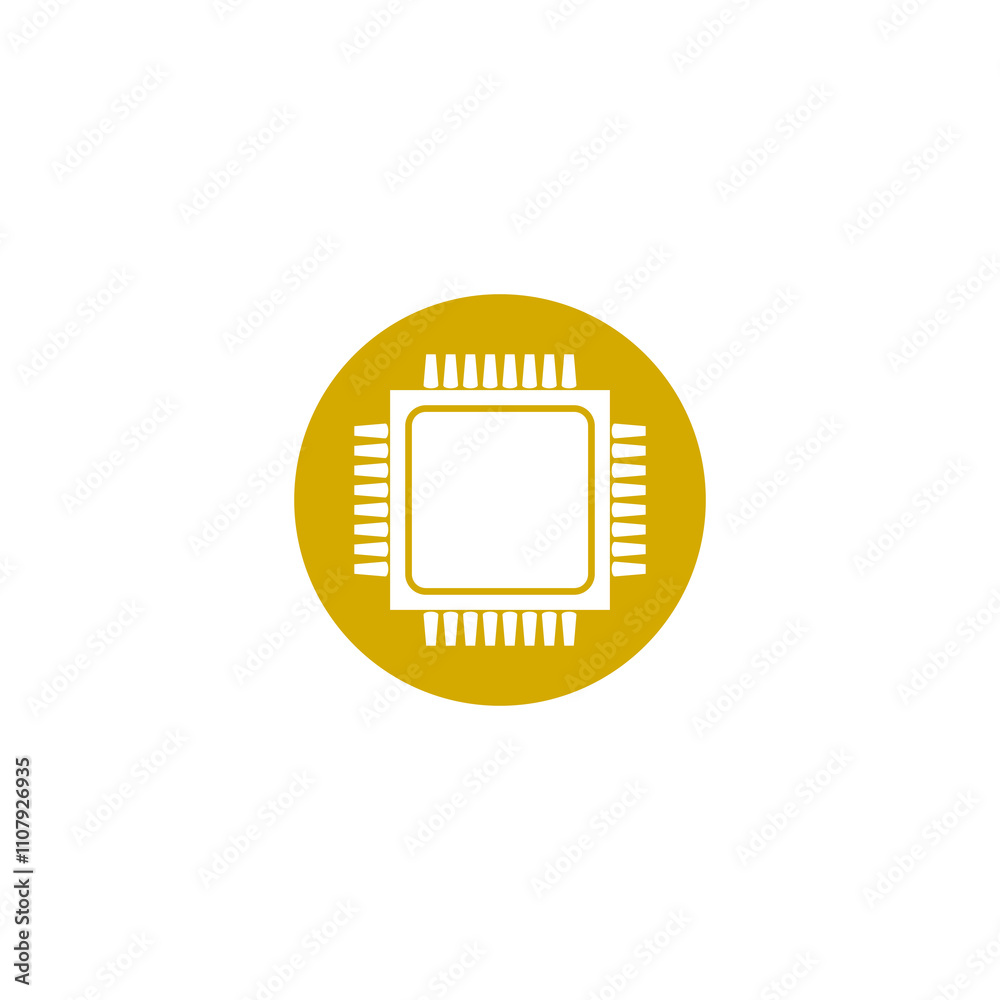 Poster cpu processor icon isolated on transparent background