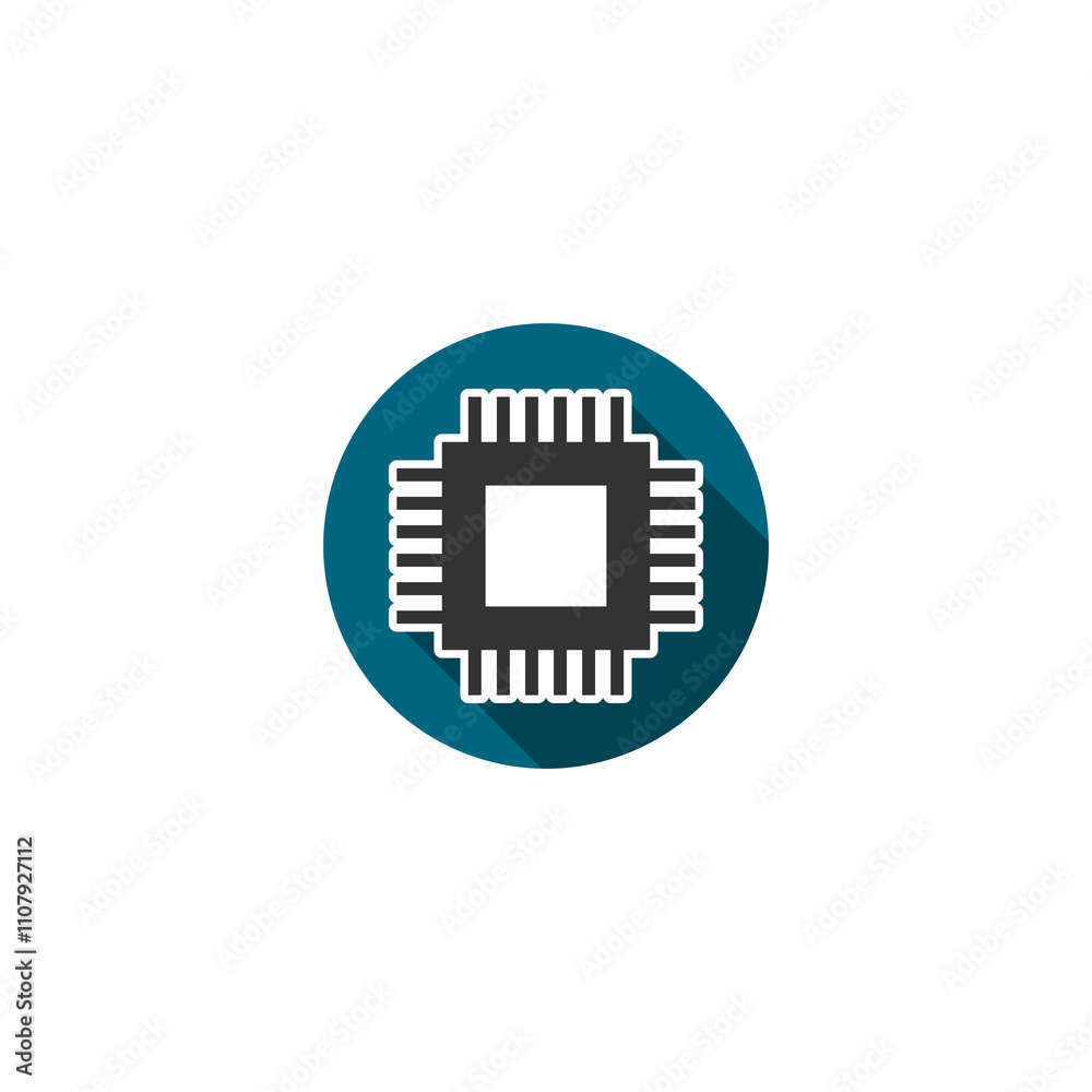 Poster cpu processor icon isolated on transparent background
