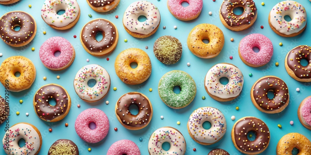 Aufkleber a delightful assortment of colorful donuts decorated with sprinkles, creating a vibrant and tempting