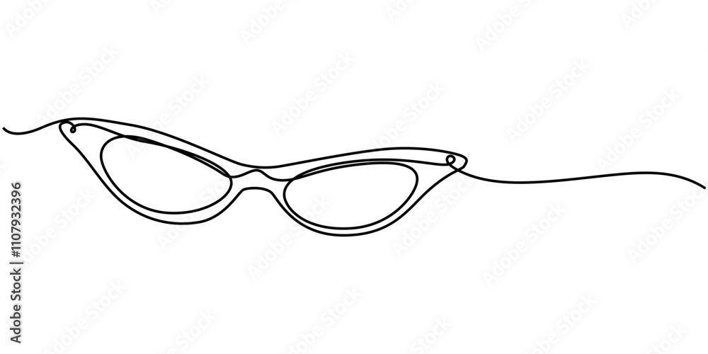 Poster Glasses icon line continuous drawing vector. One line Glasses vector background. eyeglasses icon. Continuous outline of a eyeglasses, Continuous line drawing of glasses. One line of eyeglasses.