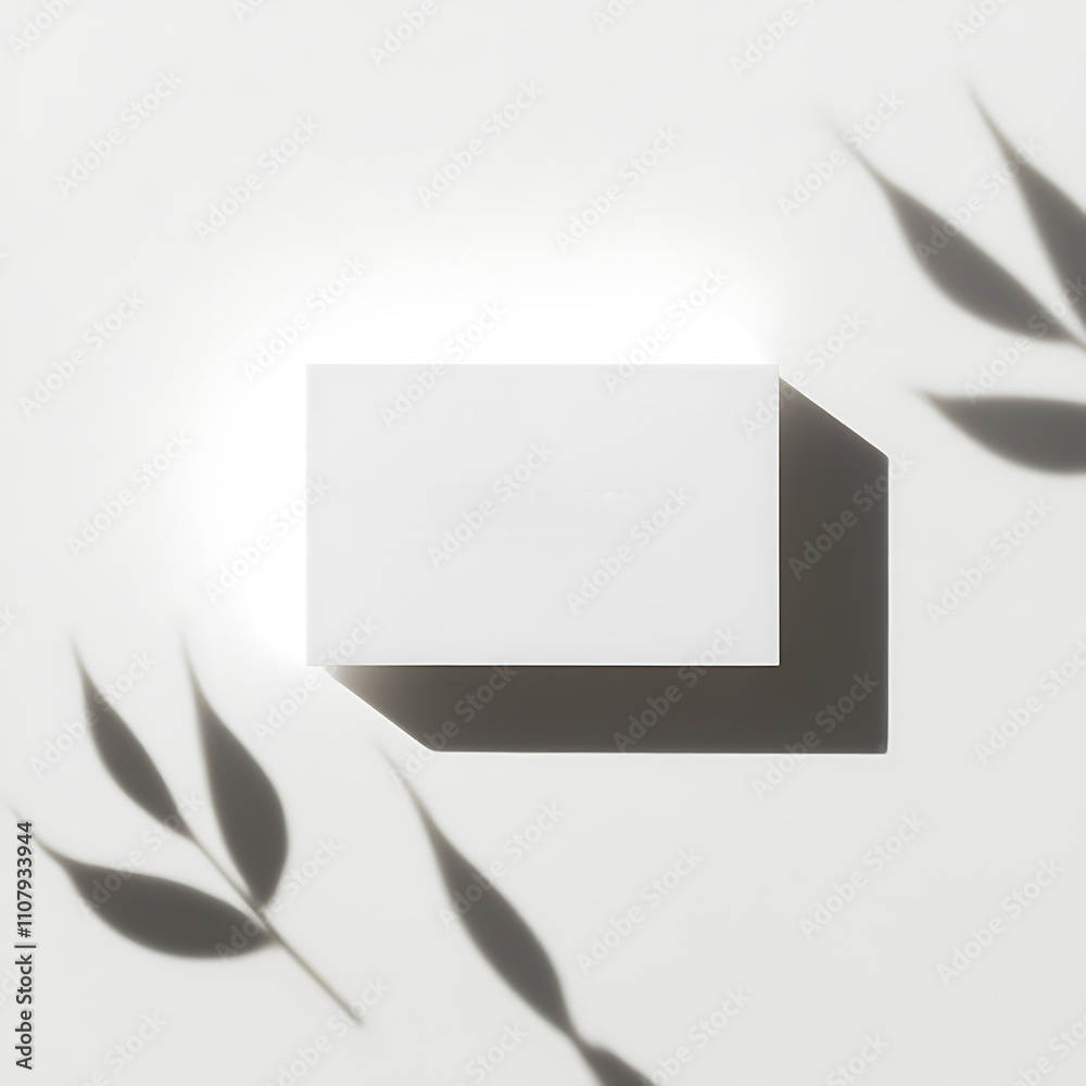 Fototapete card is isolated on a white background with leaf shadow is ready for mock-up.