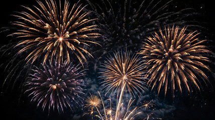 fireworks is showing its beauty on a black starry sky.