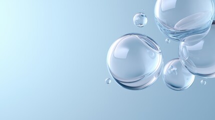 Digital illustration of three transparent spheres floating in the air. the spheres are of different sizes and shapes, with the largest one in the center and two smaller ones on either side.